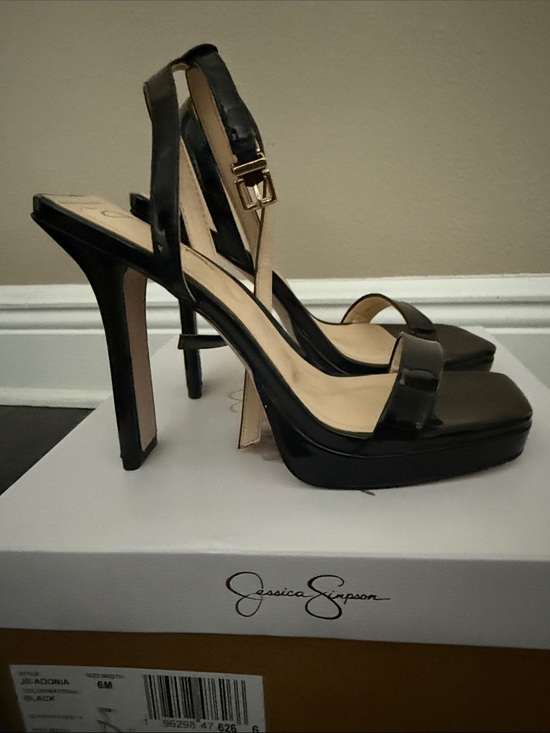 Jessica Simpson Shoes - Jessica Simpson Black Patent Platform Slingback Sandals